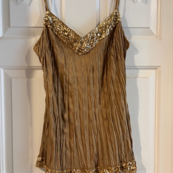 Georgiou Studio Gold beaded & sequin Camisole top medium- Vintage - Picture 1 of 3